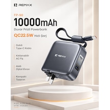 Remax Cloudatlas 10000mah 22.5w Dahili Type-c Kablolu & Katlanır Fişli Powerbank Adaptör Fp-90 Mat Gri Koyu Gri