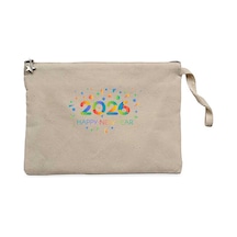 Mutlu Yıllar 2026 Krem Clutch Astarlı Cüzdan / El Çantası