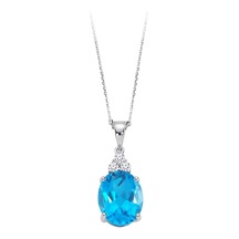 Sirius Pırlanta ve Oval Mavi Topaz Taşlı Kolye 0804P0108