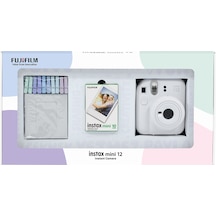Fujifilm Instax Mini 12 Fotoğraf Makinesi + 10'lu Film + Mandal Bundle Box Beyaz
