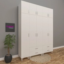 5 Kapılı Üstü Dolaplı Gardırop Suntalam Sis Gri