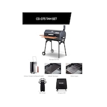 Guruss CG-075 Kömürlü Barbekü Mangal Tam Set Siyah