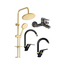 Armilla Yuvarlak Gold Robot Duş Seti, Siyah Gold Banyo, Baston Siyah Gold Lavabo Ve Mutfak Bataryası Diğer