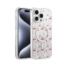 Onegif Apple İphone 15 Pro Max Misk Simli Magsafe Kapak - Desen 5 - Desen 5