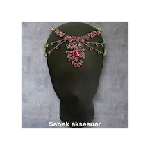 Lunaria- Taşlı Alınlık Gelin Kına Nişan Bordo - 726456227 Bordo