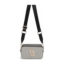 Silver & Polo Silver Polo Siyah - Siyah Kaz Ayağı Ekose Kadın Çapraz Çanta Sp1078