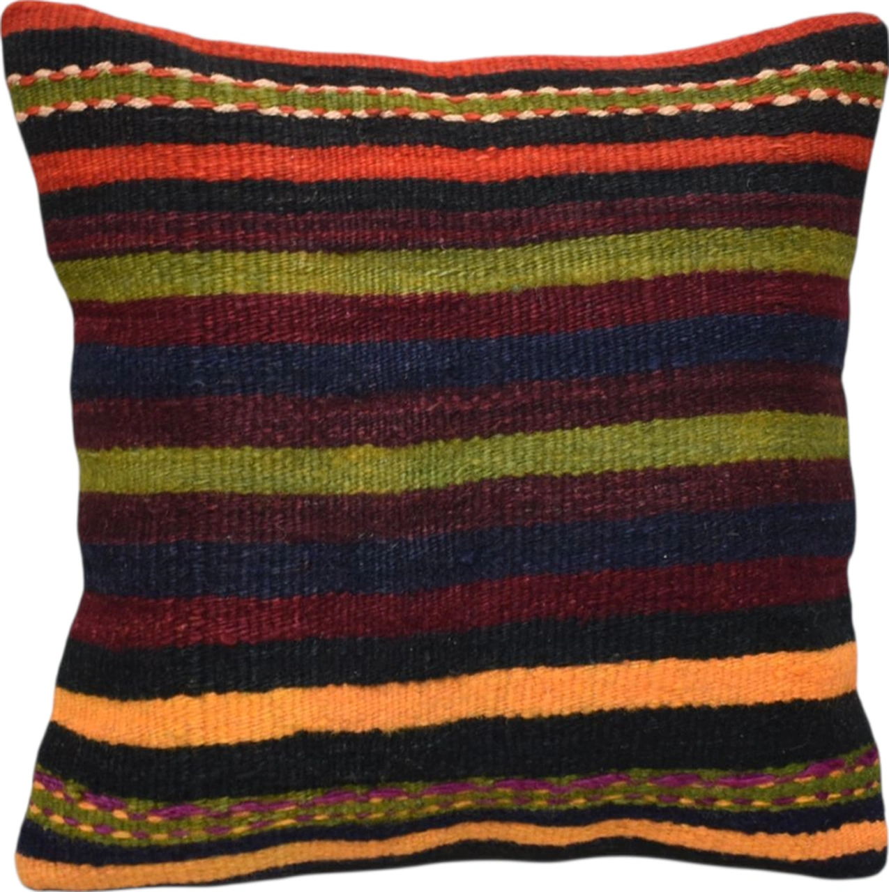 Zehra Abla Halı Yeni El Dokuma Dekoratif Kilim Kırlent Yastık Kılıfı 6524 Çok Renkli