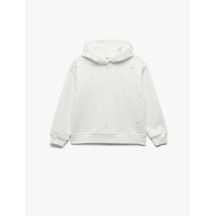 Koton Şardonlu Uzun Kollu Oversize Kapşonlu Sweatshirt Ekru 7wkg10025ak