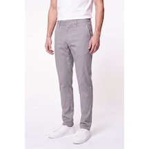Comfort Fit Beli Lastikli Esnek Keten Gri Pantolon P 1221