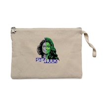 She Hulk Face Krem Clutch Astarlı Cüzdan / El Çantası Krem