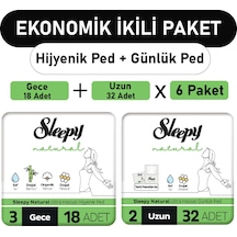 Sleepy Natural Ultra Ped Gece 18'li + Uzun Günlük Ped 6 x 32'li