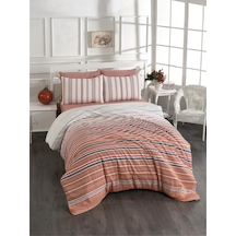 Pamuklu Gri Çarşaflı Çift Kişilik Nevresim Takımı 200x220 Kiremit
