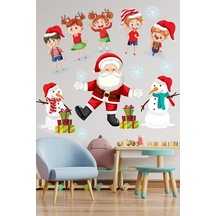 Crevidi Noel Baba Ve Sevimli Çocuklar Çocuk Odası Stickeri &