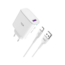 Linktech C318 45w Gan Qc3.0 Usb-a To Type-c Kablolu Şarj Aleti Set Beyaz
