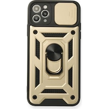 Apple iPhone  Uyumlu  11 Pro Kılıf Pars Lens Yüzüklü Silikon - Gold Çok Renkli