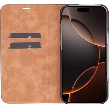 Apple İphone 16 Pro Max Uyumlu, Hakiki Deri, El Yapımı, Cüzdanlı Kılıf, Parlak Siyah 091 Sıyah