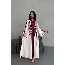 Neşeli Butik Kadın Atlas Kumaş Düğme Detaylı Elbise Nbms2507 Bordo