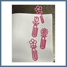 Buradabulabilirsin 3d Baskı Çiçek Figürlü Ataç Ve Kitap Ayracı - 8li Set - Pembe Bbz
