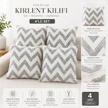 Premium Kırlent Kılıfı 4'lü Set 43x43 Cm Gri-krem