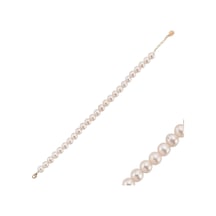 8,5 Mm Sıralı Doğal İnci Bileklik 18 Cm / Rose Rose Pembe Altın