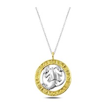 Gümüş Gold Yengeç Burcu Kolye Gold
