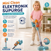 Mini Clean Elektronik Oyuncak Süpürge Sesli 2 Si 1 Arada Çocuk Süpürgesi Eğitici Evcilik Oyuncağı