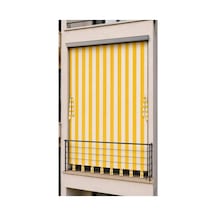 Suya Dayanıklı Kornişli Balkon Perdesi Modern Dış Mekan Fon Perde Sarı-beyaz Sarı Beyaz