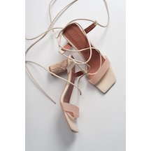 Luvishoes 801 Ten Cilt Topuklu Kadın Sandalet Ten Rengi