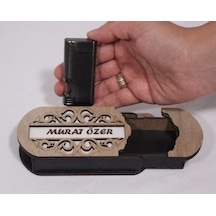 Çakmak Kişiye Özel İsim Yazılı Ve Mdf Tasarım Kutulu No:93 Siyah
