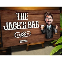 Bk Gift Kişiye Özel Karikatürlü Kabartma Tasarım Ceviz Ahşap Bar Tabelası, Home Bar Tabela, Rustik Ev Dekorasyonu, Duvar Dekoru-13
