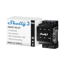 Shelly Pro 3 Wi-fi, Lan Ve Bluetooth 3 Kanallı Akıllı Röle Ev Ve Bina Otomasyonu Alexa Ve