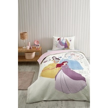 Özdilek  Princess Time Tek Kişilik Disney Lisanslı Lastikli Fitted Çarşaf Kapitone Çocuk Nevresim Tak