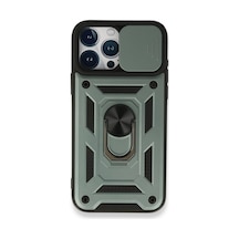 Apple iPhone  Uyumlu,  15 Pro Kılıf Pars Lens Yüzüklü Silikon - Yeşil