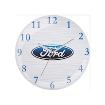 Otomotiv Ford Logolu Bombeli Cam Sessiz Duvar Saati Çok Renkli