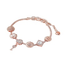 Jzcat Dıy Boncuklu Bileklik Çok Elementli Paslanmaz Çelik Bakır Alaşımlı Bileklik 16 Rose Gold