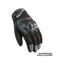 Ebakbak Motosiklet Kışlık Eldiven Waterproof Oxford Ve Deri Kumaş Premium Motor Korumalı Eldiveni Kırmızı