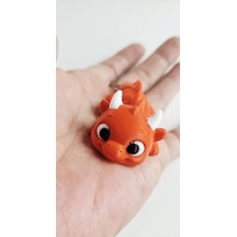 3d Baskı Turuncu Hareketli Bebek Ejderha Anahtarlık Çok Renkli