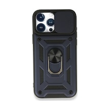 Apple İphone 15 Pro Max Kılıf Pars Lens Yüzüklü Silikon - Lacivert 0.2M-Çok Renkli