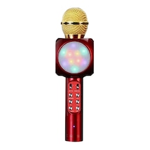 Karaoke Mikrofon , Bluetooth Özellikli Çocuk Mikrofonu Karaoke Işıklı Mikrofon Kırmızı
