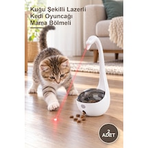 2 Adet Kuğu Şekilli Lazerli Kedi Oyuncağı Mama Bölmeli