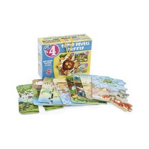 Diytoy 1481 Süper Renkli 4'Lü Puzzle Hayvanlar / 8+12+16+24 Parça Puzzle