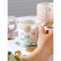 Mukko Home 400 Ml Elegant Parlak Porselen Kupa Sedefli Şık Tasarım, Günlük Kullanım Ve Özel Hediye Seçeneği,turkuaz & Sedef Beyaz - Çok Renkli