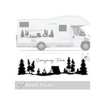 Kamp Zamanı, Camping Time Orman Manzara Karavan Sticker, Kamp Sti