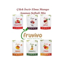 Fruvivo 6'lı Freeze Dry Paket - Çilek + İncir + Elma + Mango + Ananas + Şeftali - Dondurularak Kurutulmuş Meyve Cipsi Şeker İlavesiz %100 Doğal Vegan 120 G