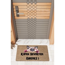 Rugmood Modern Dijtal Baskı Kahverengi Köpek Sevmeyen Giremez Kapı Önü Paspası Çok Renkli
