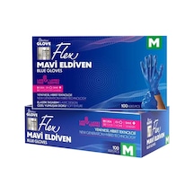 Flex Tpe Mavi Eldiven 100 Adet Medium - Tek Kullanımlık Hijyen Eldiveni 4'li Avantaj Paketi - 4 Tarı