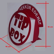 Tip Box Bahşiş Kutusu, Sadaka Kutusu ve Kumbara Kırmızı Pleksi Daire Model