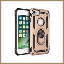 Bezos İphone 7 Uyumlu Kılıf Sofya Yüzüklü Silikon Kapak - Gold 22