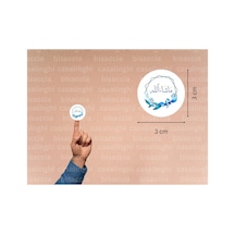 Arapça Mashallah Etiketi Yuvarlak Mat Sticker Maşallah Nazar Değmesin Bebek Mevlidi 3 Cm 95 Adet Çok Renkli