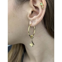 Sallantılı Kelebek Figürlü, Paslanmaz Çelik Küpe 45, Altın Renk Altın Sallantılı Kelebek Figürlü, Paslanmaz Çelik Küpe 45, Altın Renk Altın